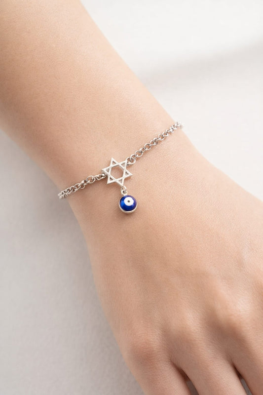 צמיד מגן דוד עם תליון לשמירה מעין הרע