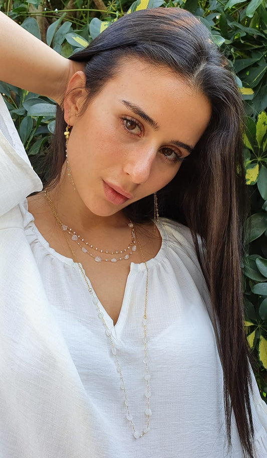 Layered Pearl and Crystal Necklace Set