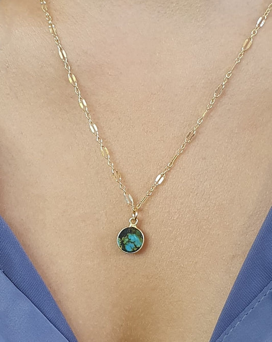 Gold Plated Turquoise Pendant Necklace