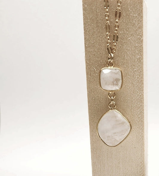 Gold Plated Double Moonstone Necklace