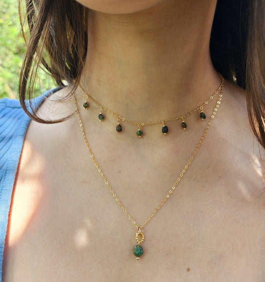 Romantic Layered Necklace with African Turquoise