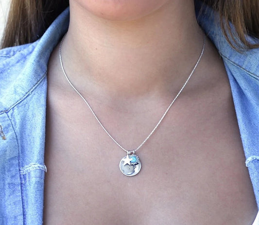 שרשרת שמי הלילה בכסף ואופל כחול