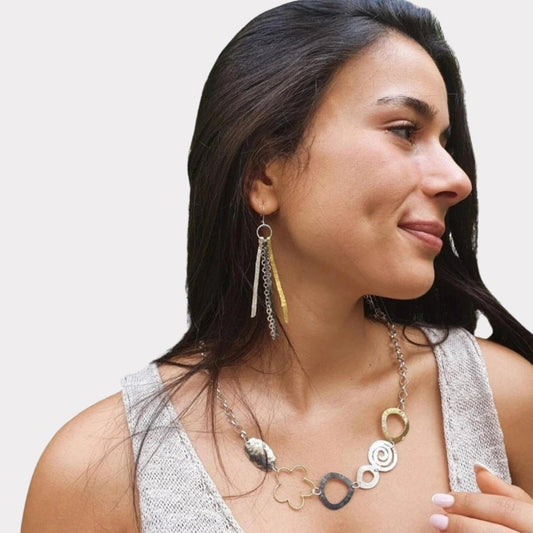 שרשרת כסף בוהו בשלושה גוונים