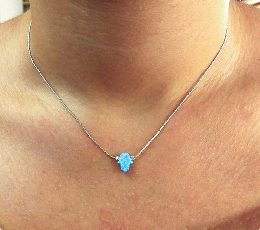 שרשרת חמסה עדינה מאבן אופל