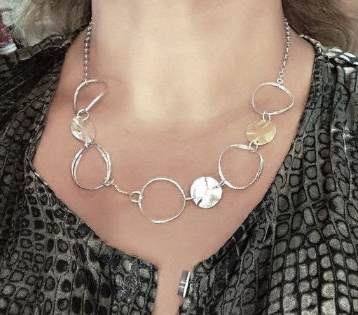 Geometric Silver Necklace in Two Colors