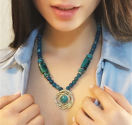 Turquoise and Natural Gemstone Necklace