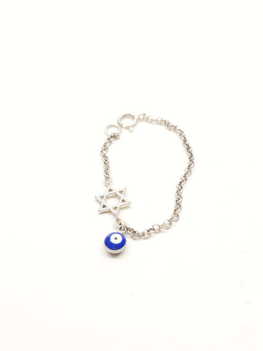 צמיד מגן דוד עם תליון לשמירה מעין הרע