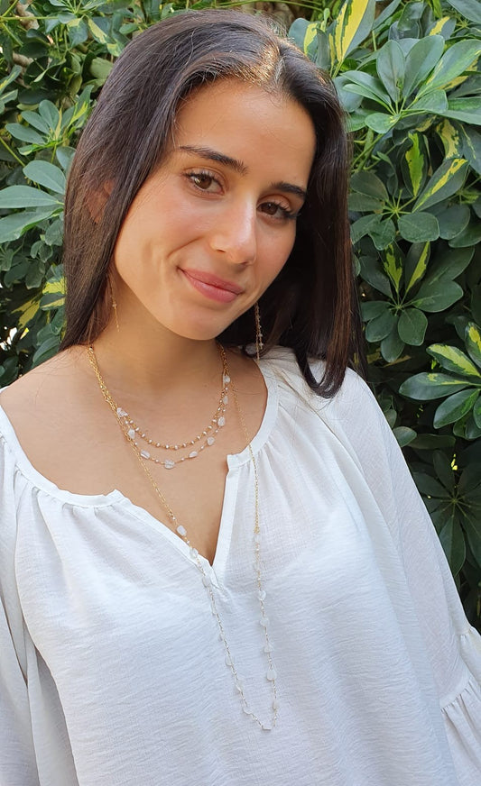 Layered Pearl and Crystal Necklace Set