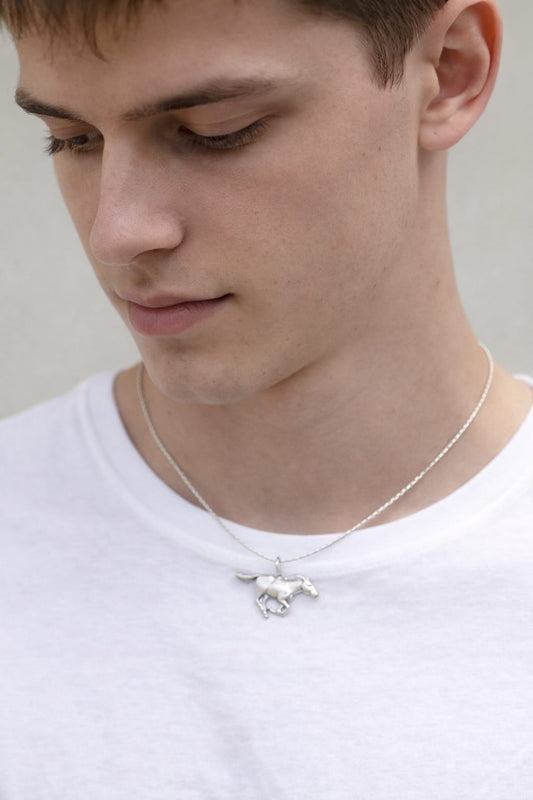 Men’s Sterling Silver Horse Necklace