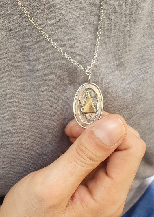 Gold and Silver Magen David Necklace