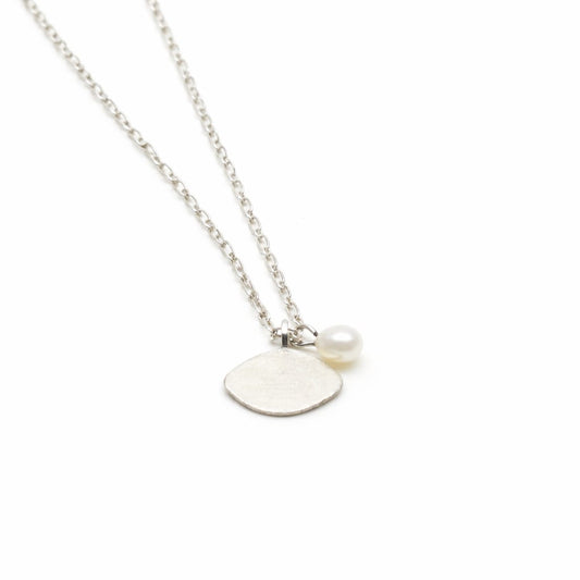 Sterling Silver Necklace with Eye Pendant and Pearl