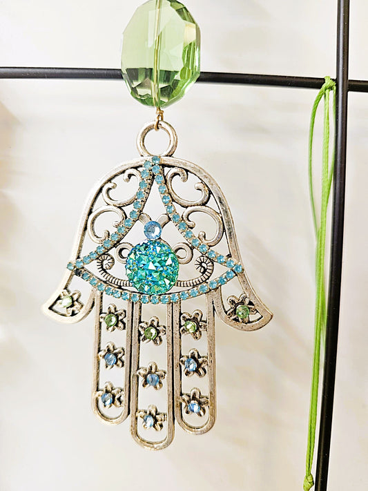 Hamsa & Crystal Hanging Mobile – Car or Home Decor