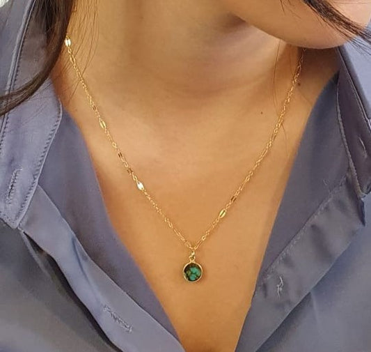 Gold Plated Turquoise Pendant Necklace
