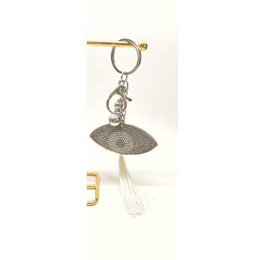 Silver Crystal Evil Eye Keychain
