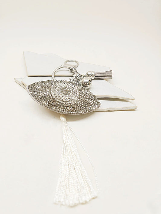 Silver Crystal Evil Eye Keychain