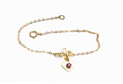 צמיד לב מוזהב משובץ בקריסטל