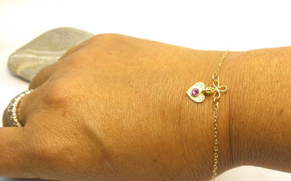 צמיד לב מוזהב משובץ בקריסטל