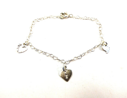 SALE Silver heart bracelet , Friendship bracelet, Small heart carm, Dainty bracelet, Heart charm, Bracelet with charm, Bracelet with heart
