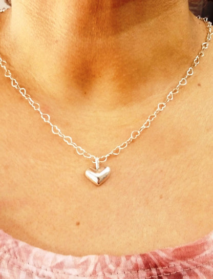 Heart silver necklace. Unique Heart. Small heart pendant. Romantic gifts. Love jewelry. Special heart. Silver hearts. Heart charm. Dainty