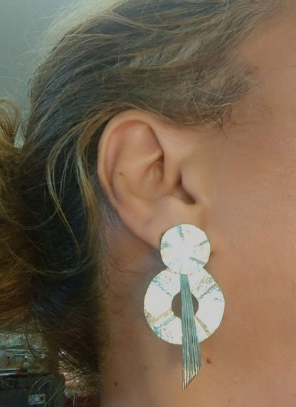 Large Round Stud earrings | Sterling Silver Earrings | Geometric Jewelry | Hammered Silver Earrings