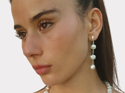 Sterling Silver Earrings with Pearls | Clip-on Earrings | Classic and Elegant Earrings for Evening