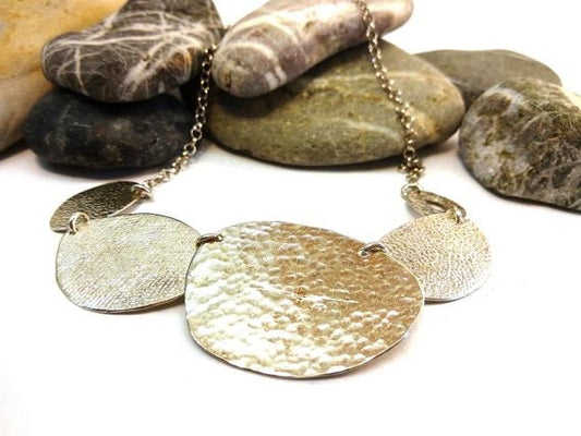 Hammered Silver Geometric Necklace