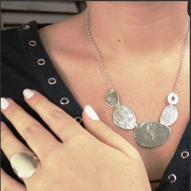 Hammered Silver Geometric Necklace