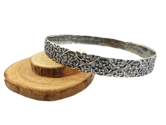 צמיד כסף סטרלינג 925 מושחר עם טקסטורה מובלטת