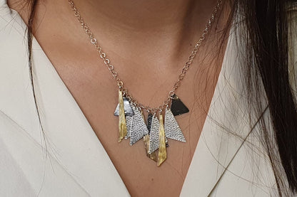 925 sterling silver Necklace | Sterling Silver, Gold Plating, Oxidized Silver | Multi Pendant | Unique Jewelry Design