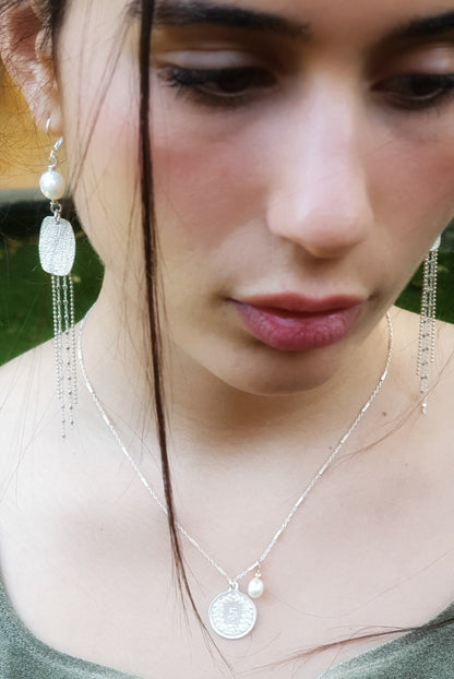 Elegant Textured Earrings | Sterling Silver Earrings | Classic Jewelry | Long Silver Earrings