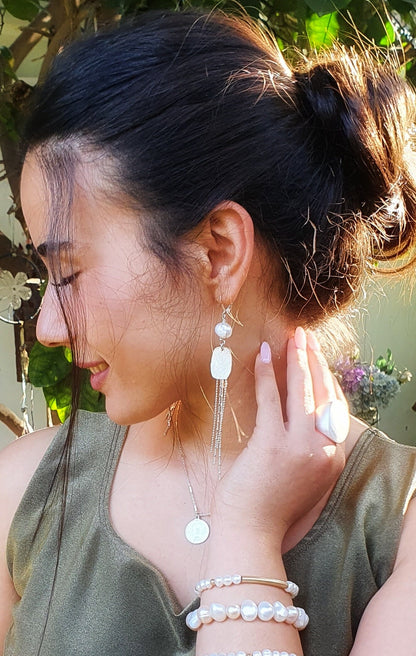 Elegant Textured Earrings | Sterling Silver Earrings | Classic Jewelry | Long Silver Earrings