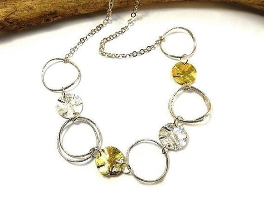 Geometric Silver Necklace in Two Colors