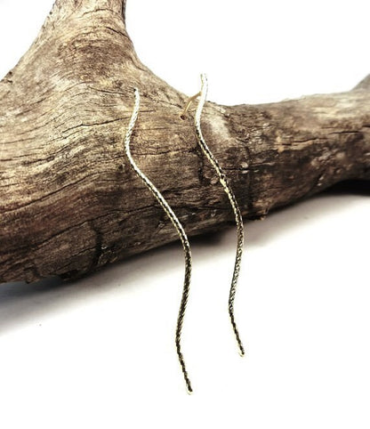 Gold Plated Sterling Silver Earrings | Curved Line Earrings | Geometric Earrings | Minimalist Stud Earrings