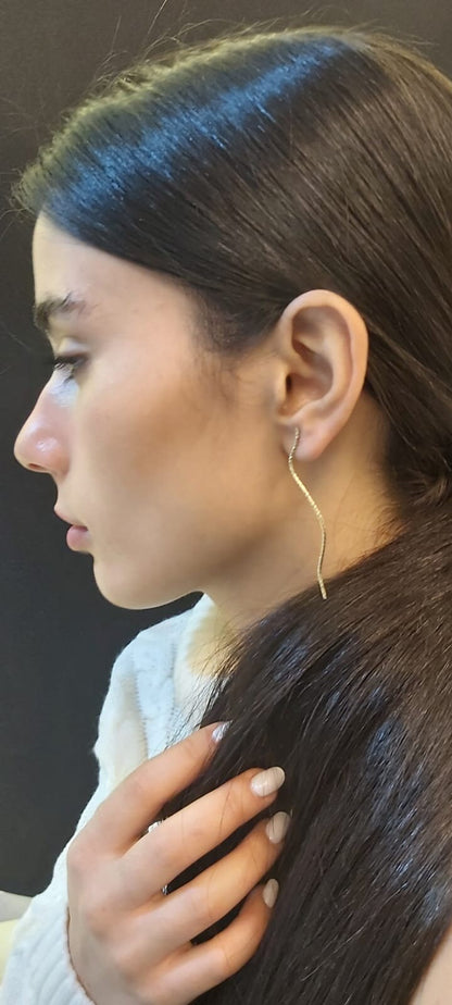 Gold Plated Sterling Silver Earrings | Curved Line Earrings | Geometric Earrings | Minimalist Stud Earrings