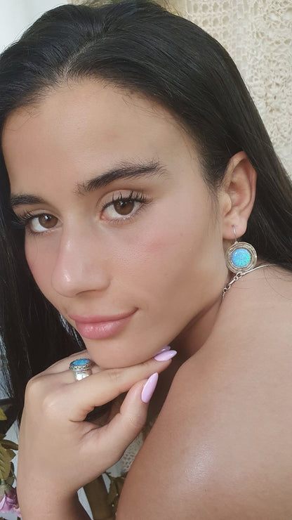 Elegant Earrings with Opal Stone | Sterling Silver Earrings | Opal Earrings