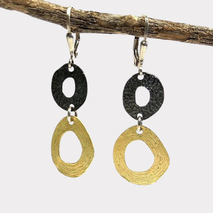 Geometric Two-Tone Sterling Silver Earrings