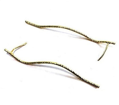 Gold Plated Sterling Silver Earrings | Curved Line Earrings | Geometric Earrings | Minimalist Stud Earrings