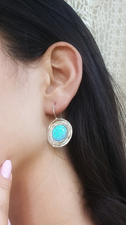 Elegant Earrings with Opal Stone | Sterling Silver Earrings | Opal Earrings