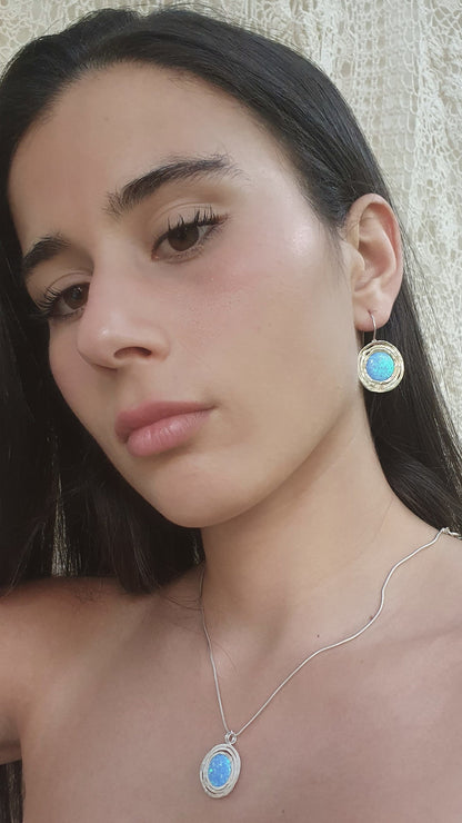 Elegant Earrings with Opal Stone | Sterling Silver Earrings | Opal Earrings