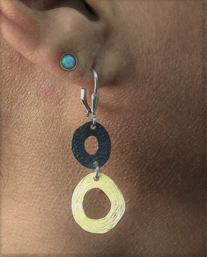 Geometric Two-Tone Sterling Silver Earrings