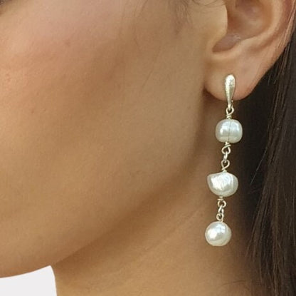Sterling Silver Earrings with Pearls | Clip-on Earrings | Classic and Elegant Earrings for Evening