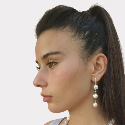 Sterling Silver Earrings with Pearls | Clip-on Earrings | Classic and Elegant Earrings for Evening