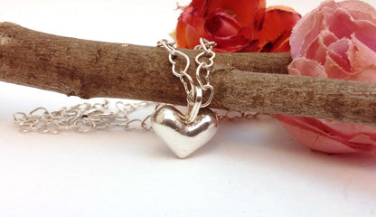 Heart silver necklace. Unique Heart. Small heart pendant. Romantic gifts. Love jewelry. Special heart. Silver hearts. Heart charm. Dainty